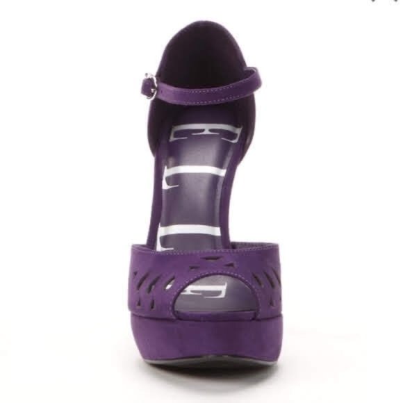 Elle | Peep-Toe Platform Heels, Purple - Picture 3 of 8